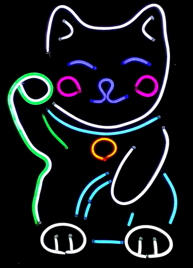 Néon personnalisé Maneki-Neko - le chat asiatique qui brille